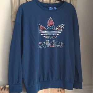 Adidas women’s trefoil long sleeve dark teal Medium 100% polyester